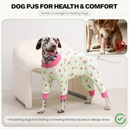 Dog Pajamas Fleece Dog Pjs with Four (Green / Large)