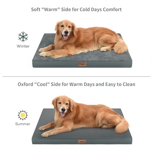 Outdoor Waterproof Orthopedic Dog Bed for Large Dogs (Dark Gray / 36.0"L x 27.0"W x 3.0"Th)