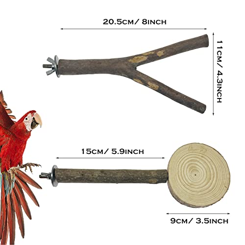 4 PCS Natural Wood Bird Perch Stand