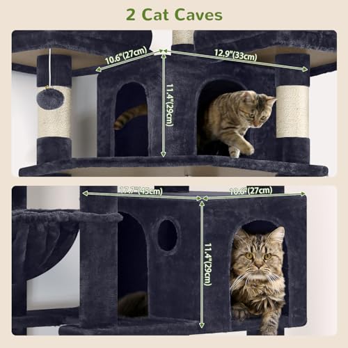 Cat Tree Tower for Multiple Adult Cats (82 inch / Dark Grey)