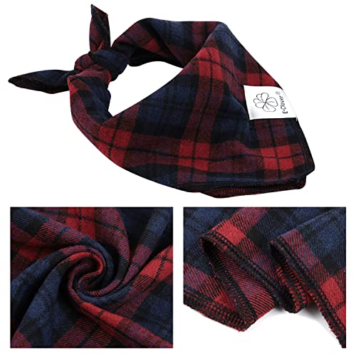 Red Blue Dog Bandanas & Matching Scrunchie Set Plaid Dog Scarf Bibs Pet Handkerchief for Small Dogs Puppy Owner Gifts (04-plaid red / Small-set of 1)