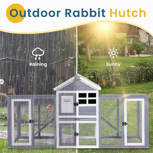 Wooden Rabbit Hutch (69.0"L x 24.0"W x 36.0"H)