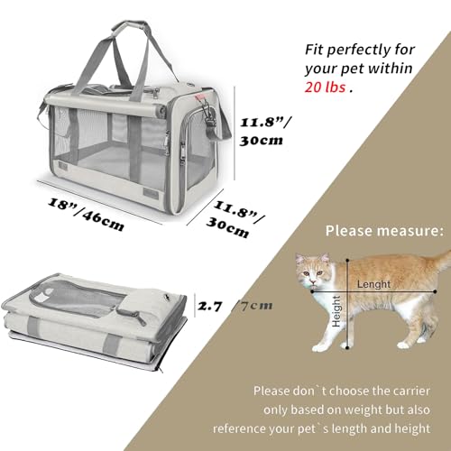Pet Carrier for Large Cat Soft (Beige / 18.1"L x 11.8"W x 11.8"H)