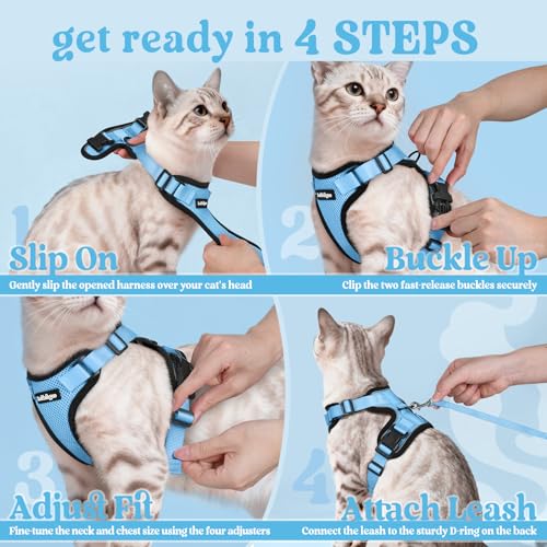 Cat Harness and Leash Set (M / Light Blue)