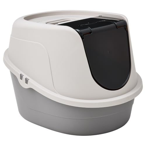No Mess Hooded Enclosed Cat Litter Box with Odor Control and Swinging Door (Large (Pack of 1))