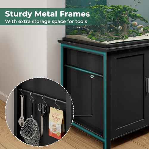 100 150 Gallon Fish Tank Stand Aquarium Stand with Cabinet Storage (Style1-Black / 60 inch)