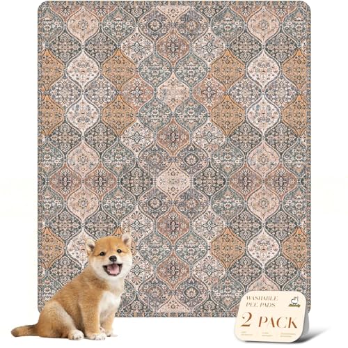 Washable Pee Pads for Dogs (31x36 Inch (Pack of 2) / Brown/Multi)