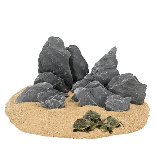 Aquarium Rock Natural Slate Rocks 2 to 6 inch Aquariums Stone for Aquascaping (10lb(2-7''))
