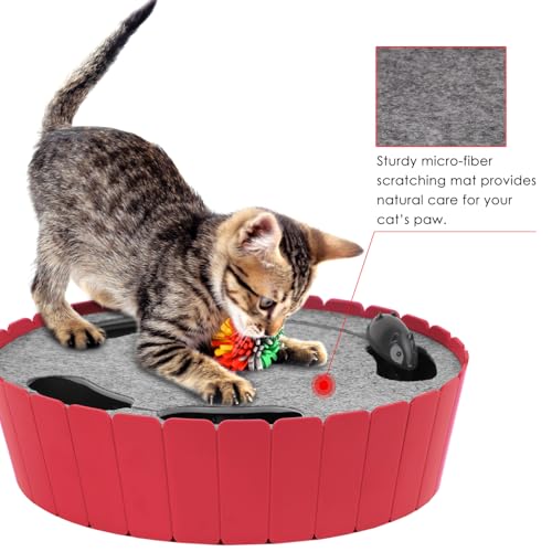 Interactive Cat Toy with Running Mouse (C-Red)