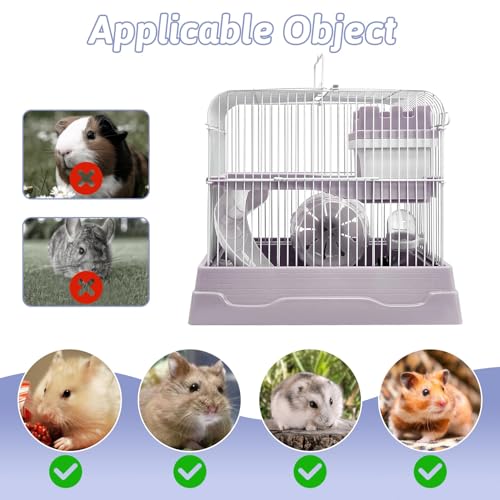 2 Tier Dwarf Hamster Cage (M: 11.7x8.7x9.8in / Gray)