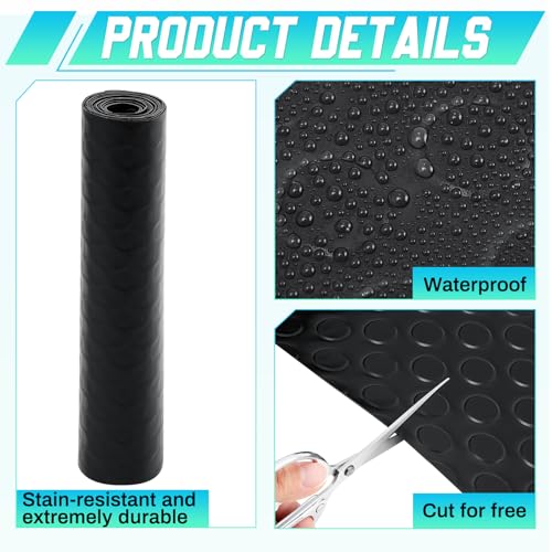 16 in x 10 ft Rubber Flooring Rolls Mats (Coin Plate / 16 in x 10 ft / Black)