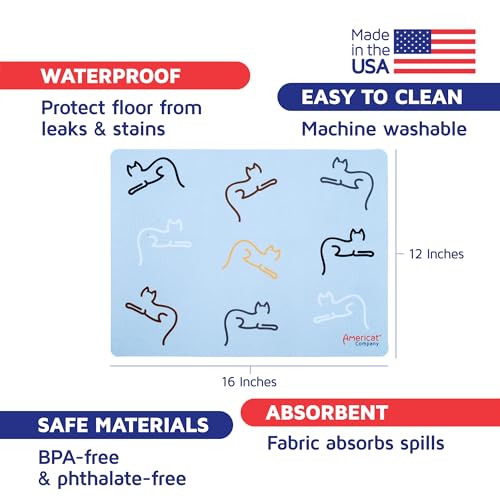 Cat Feeding Mat by Americat for Cat Food & Water Bowls