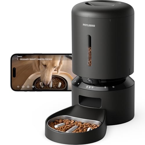 Automatic Dog Feeder with Camera (Black / 5L-with Camera & Slow Feed Bowl)