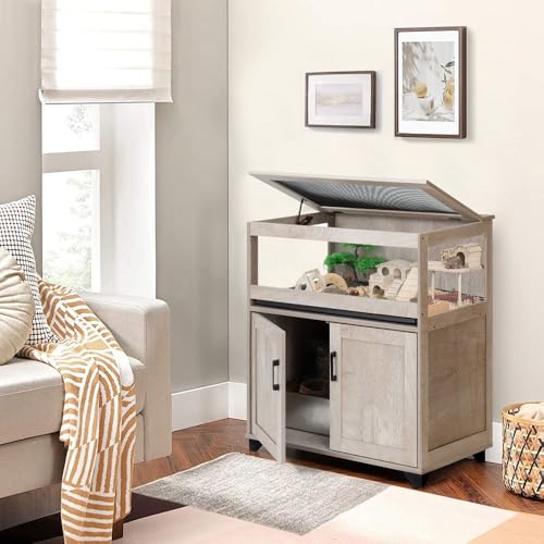 Hedgehog Cage with Storage Cabinet and Tray (Grey / 34"H)