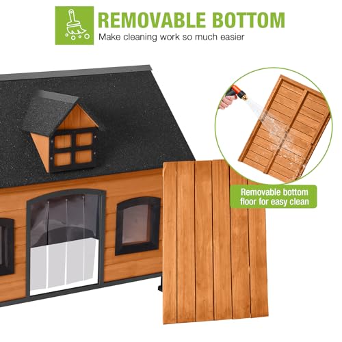 Dog House Outdoor with Strong Metal Frame Dog Kennel for Small to Medium Dogs Puppy Cage for Winter Weatherproof