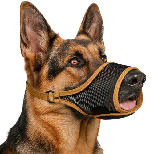 Dog Muzzle for Large Medium Small Dogs German Shepherd Labrador (Brown / S(Snout:7.75"-8.75"))