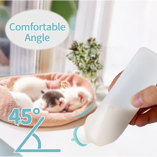 5Pack Kitten Bottle for Nursing Puppy Milk Kitten Bottles Feeding Kit Silicone Nipple for Newborn Pets Kittens