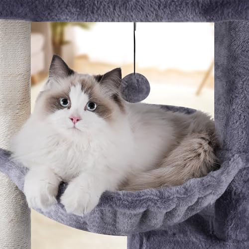 Cat Tree Has Scratching Toy with A Ball Activity Centre Cat Tower Furniture Jute (Grey / 37.4'')