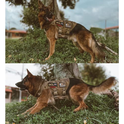 No Pull Tactical Dog Harness for Medium Dog (Brown / M)