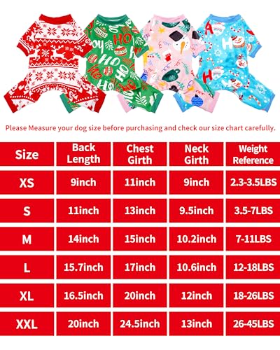 4 Pack Christmas Velvet Dog Pajamas for Extra Small Dogs (X-Small)