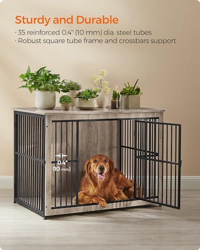 43.3" Dog Crate Furniture (Greige / 43.3"L x 29.9"W x 32.3"H)