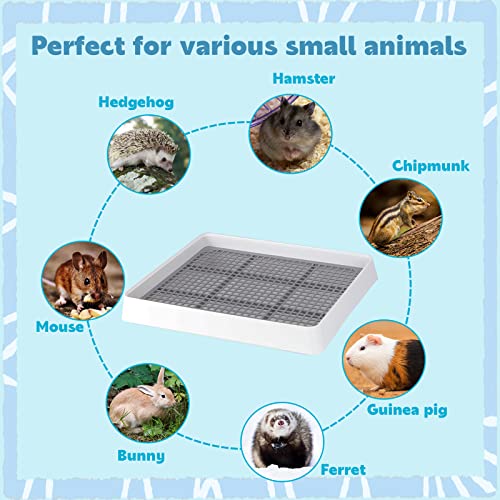 Low Entry Guinea Pig Litter Box with Grid (14.6x12x2.6"(40x30x6cm) / Only 0.4" PP Grids)