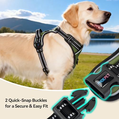 No Pull Dog Harness with Handle Reflective Padded Vest (Extra Large / Misty Green)