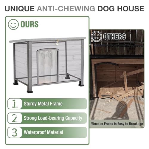 33.3’’ Heated Outdoor Dog House Weatherproof Insulated Dog Kennel with Metal Frame (Heated Dog House)