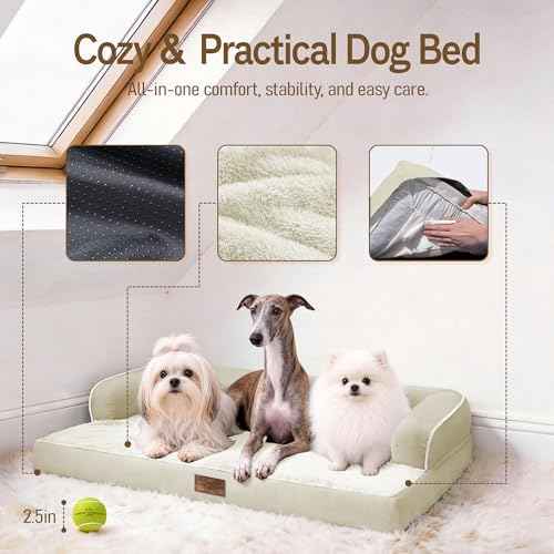 Orthopedic XL Dog Bed for Large and Extra Large Dogs (Beige / 42"L x 30"W x 7.5"Th)