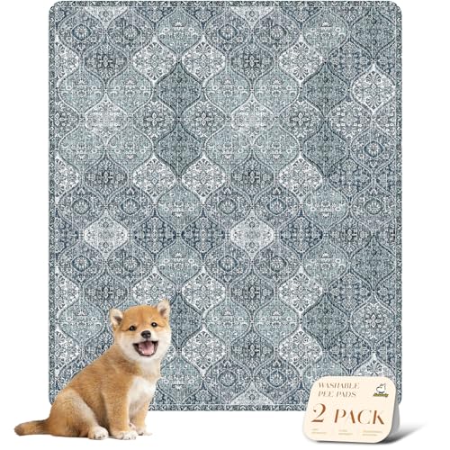 Washable Pee Pads for Dogs (31x36 Inch (Pack of 2) / Blue/Multi)