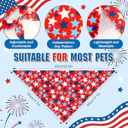 100 Pcs Patriotic Dog Bandanas Bulk 4th of July Bandanas for Dogs Star Triangle Kerchief Bib Scarf Set for Pet Independence Day 250th Anniversary Party Costume (4th of July / 25.6 x 17.7 x 17.7 Inch)