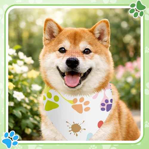 100 Pcs Paw Print Dog Bandanas Bulk (Paw Print / 19.7 x 13.8 x 13.8 Inch)