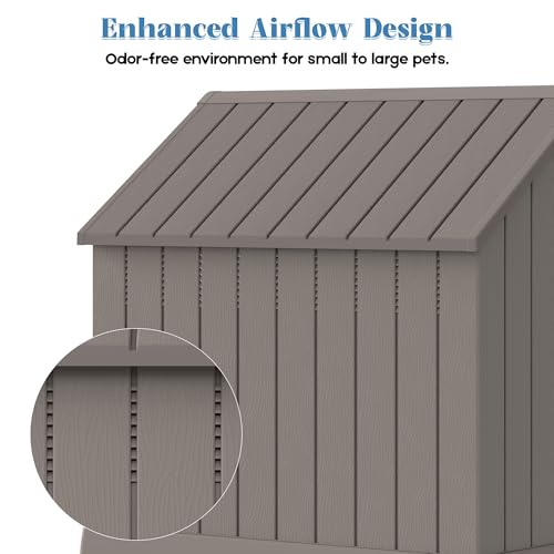 Large Dog House Outdoor Indoor for Medium Large Dogs (Grey / 36.2" L × 38" W × 38" H)