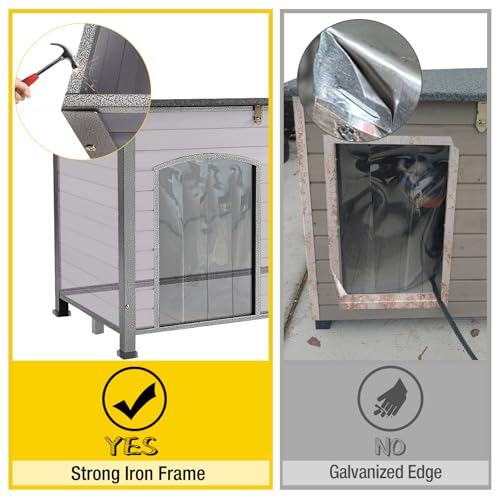Large Dog House Outdoor Indoor Weatherproof Dog House for Small & Medium & Large Dogs with Unique All (43.3"Grey)