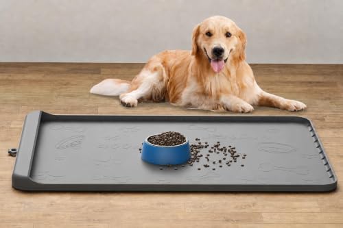 Dog Food Mat 36"x24" (Gray / 36"L x 24"W)