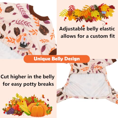 Small Dogs Outfit Soft Puppy Onesies Pjs Thanksgiving Dog Pajamas Pet Coat Cat Apparel Comfy Doggie Jumpsuit Bodysuit for All Seasons P353M (Thanksgiving / Medium)