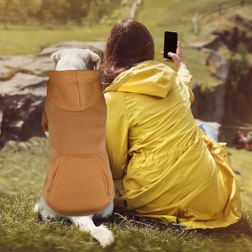 Dog Sweaters for Large Dogs Dog Hoodie Sweater Solid Soft Brushed Fleece Clothes Sweatshirt with Pocket (X-Large / Coffee)