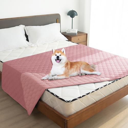 Waterproof Dog Blankets for Large Dogs (82x102 Inch (Pack of 1) / Dark Pink/Light Pink)