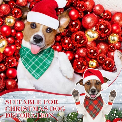 50 Pcs Christmas Red and Green Plaid Dog Bandanas Bulk for Medium (Red Green Plaid / 25.6 x 17.7 x 17.7 Inch)
