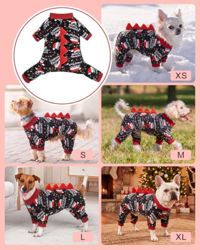 Dinosaur Costume Halloween Christmas Dog Pajamas (X-Large / Santa Hat Lights)