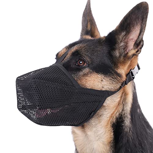 Dog Muzzle Patented Soft Mesh Muzzle for Scavenging (L-(Snout:11"-12¼"))