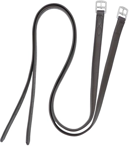 Stability English Stirrup Leathers with Strong Nylon Core for Equestrian Riding (54" / 135cm / Dark Coffee)