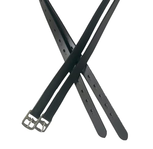 Genuine Leather English Stirrup Leathers (48 inch / Black)