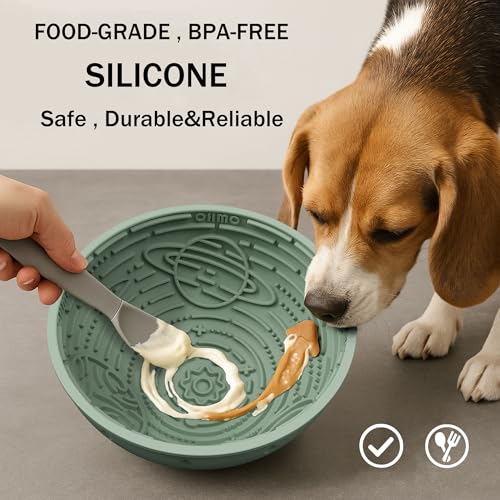 Slow Feeder Bowl & Lick Mat for Dogs (Sage Green / 6.3"L x 6.3"W)