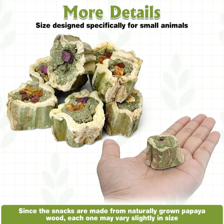 Rabbit Chew Toys Natural Baked Papaya Wood Bunny Molar Treats Contain Alfalfa Grass Apple Carrot and Purple Sweet Potato Filling for Hamsters Guinea Pigs Chinchillas Teeth Grinding