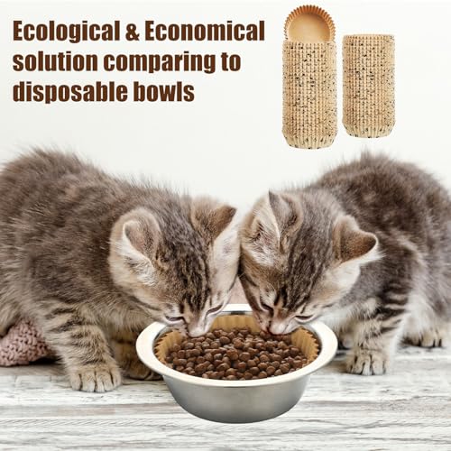 600 Pcs Disposable Pet Bowl Liner for Cat Dogs (Khaki)