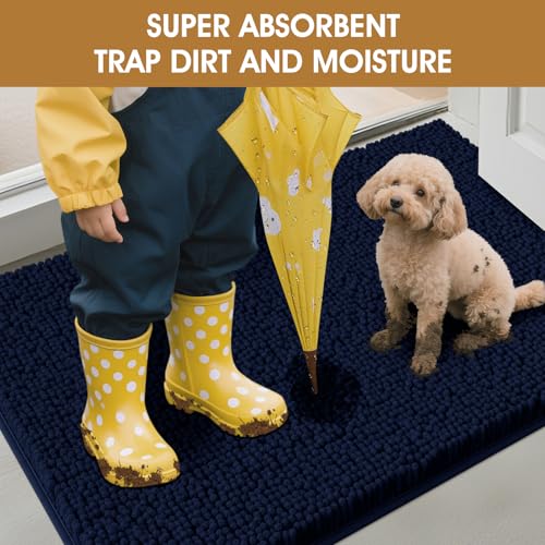 Dog Door Mat for Muddy Paws (Navy Blue / 48" x 30")