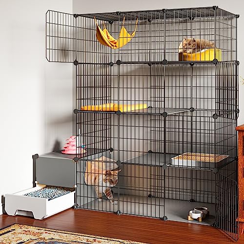Cat Cage with Litter Box (41.3"L x 17.8"W x 55.1"H)