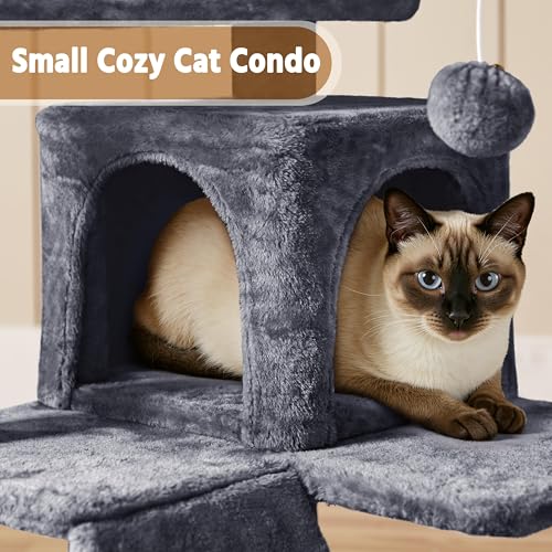 62in Cat Tree with 2 Condos Sisal Scratching Post Sturdy Tower (Dark Gray / 62in)