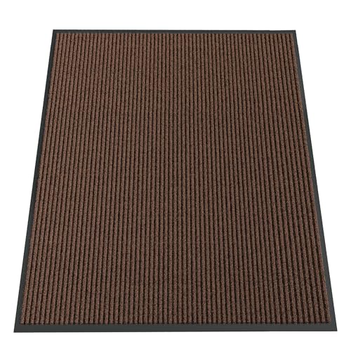 Indoor Outdoor Door Mat (Brown Striped / 4' x 5' (Rectangular))
